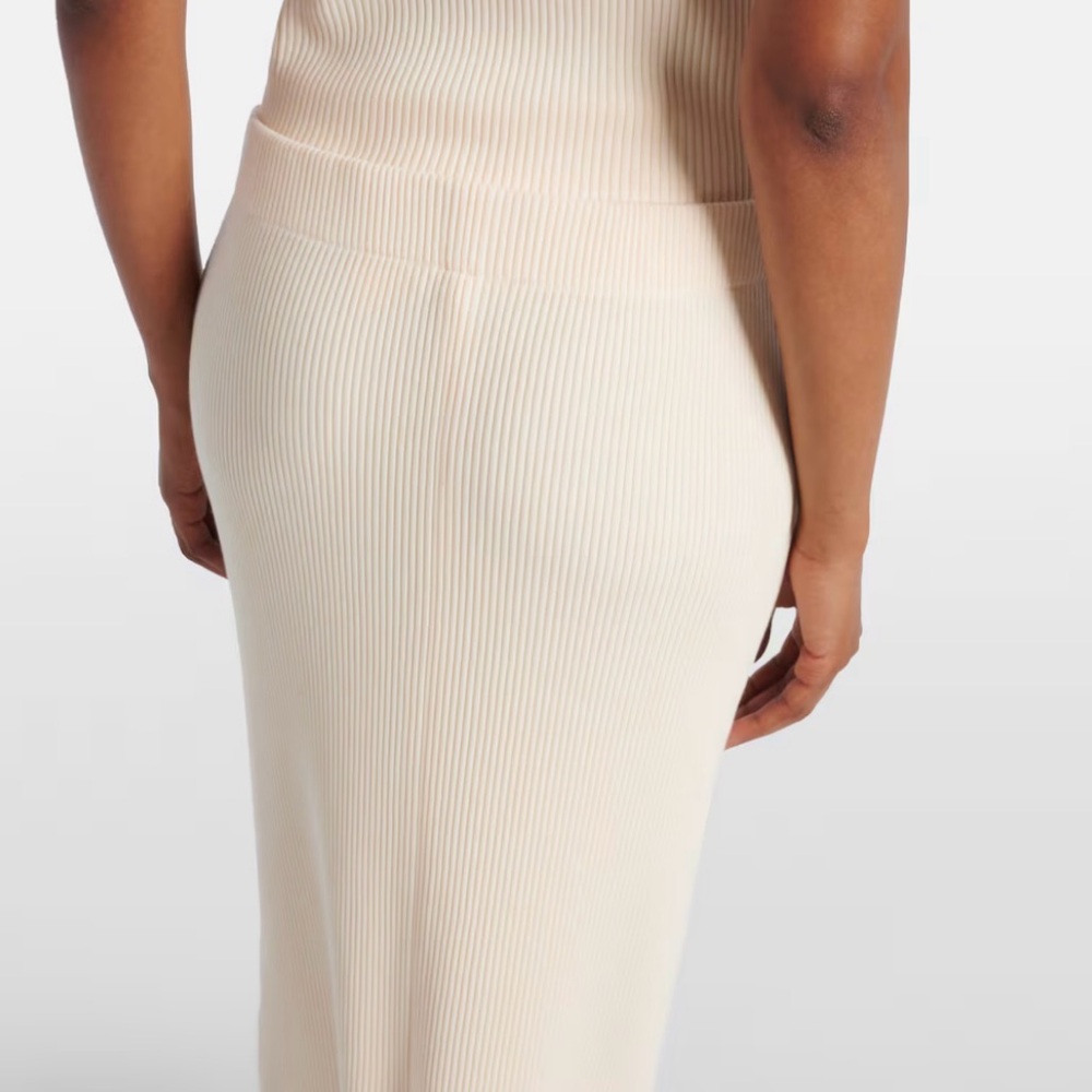 Vince Cream Ribbed Pencil Skirt